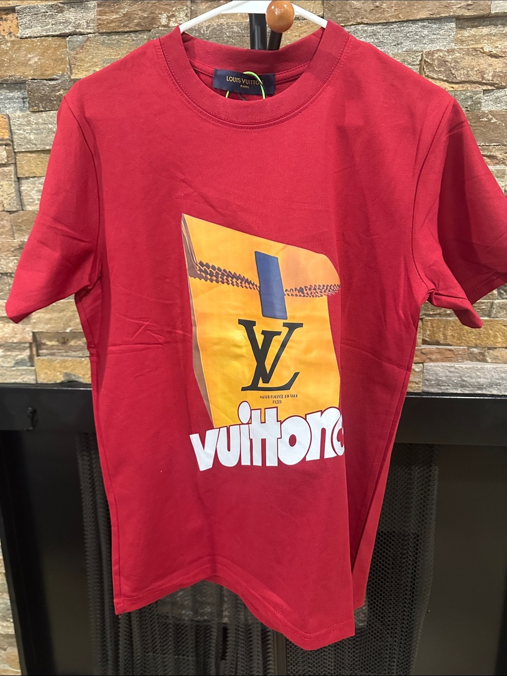 Red Tee with Yellow Graphic size S